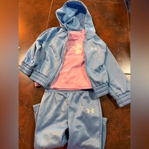 Under Armour Toddler Girl Light Blue Sweatpants, Pink Shirt & Hoodie 18 mo